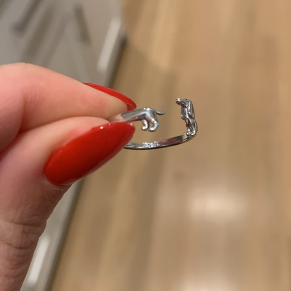 Delicate dainty sterling silver dachshund ring Sz 7 dog - Picture 2 of 6